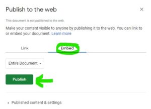 Publish to the Web